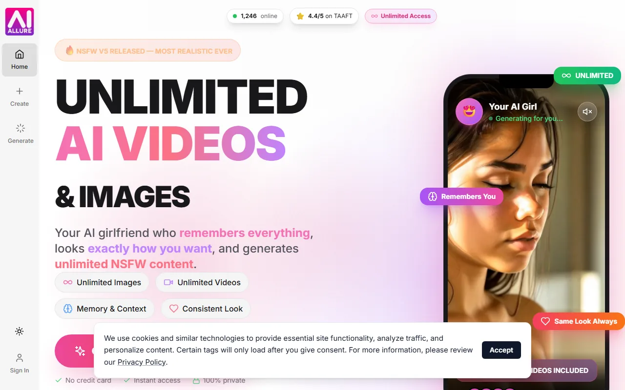 aiAllure homepage screenshot 2026