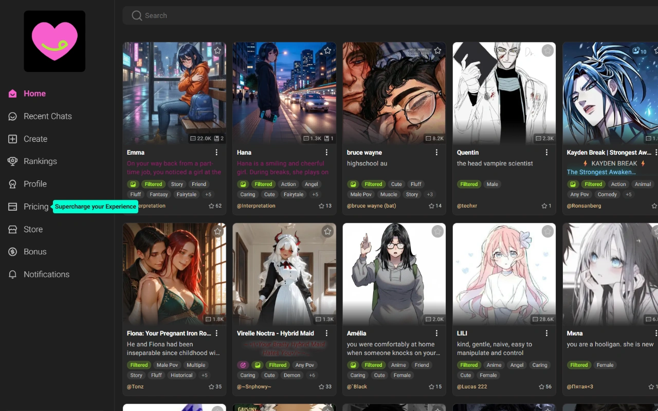 CrushOn AI homepage screenshot 2026