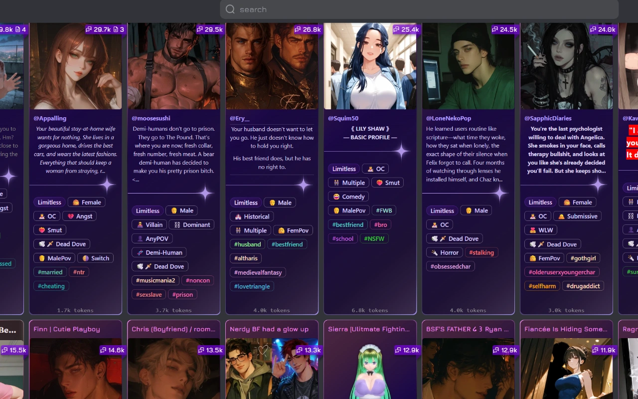 Janitor AI homepage screenshot 2026
