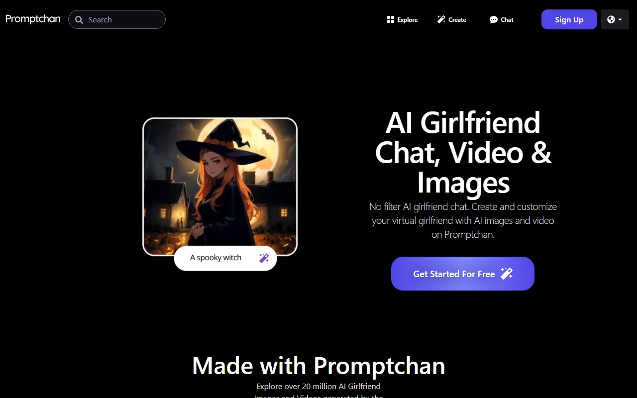 PromptChan homepage screenshot 2026
