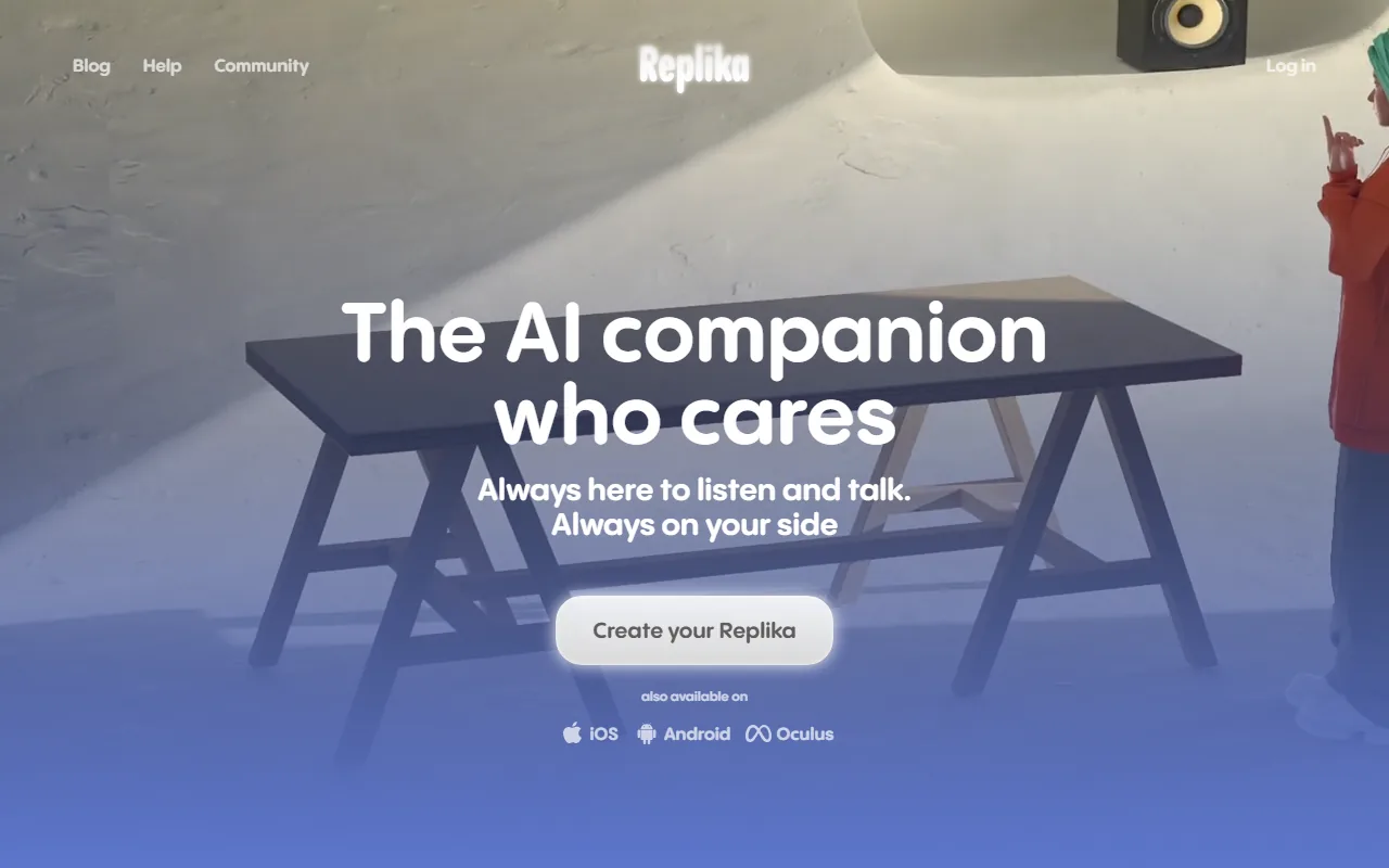Replika homepage screenshot 2026
